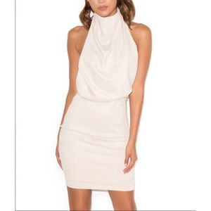 House of CB Georgiana cream suede backless dress